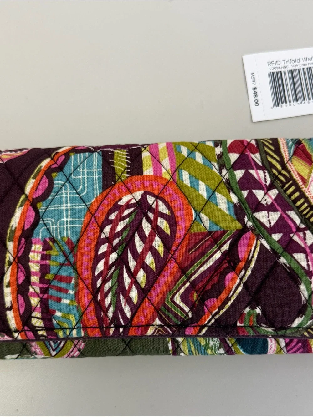 NWT Vera Bradley Quilted Heirloom Paisley RFID Trifold Wallet
